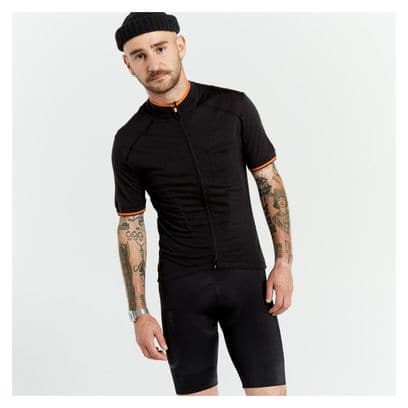 Triban Cycling Short Sleeve Jersey Merino Black