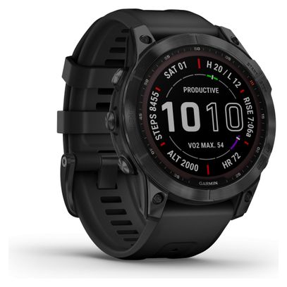 Gereviseerd product - Garmin Fenix 7 Sapphire Solar Titanium Zwart Sporthorloge