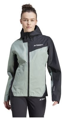 adidas Terrex 2.5-layer Multi Rain.Rdy Green Black Women's Waterproof Jacket