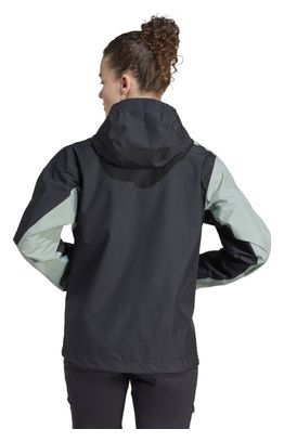adidas Terrex 2.5-layer Multi Rain.Rdy Green Black Women's Waterproof Jacket