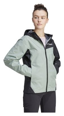 adidas Terrex 2.5-layer Multi Rain.Rdy Green Black Women's Waterproof Jacket