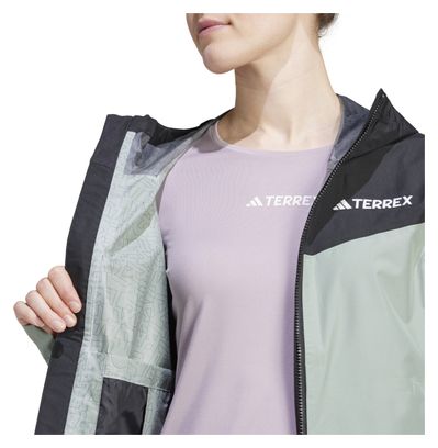 adidas Terrex 2.5-layer Multi Rain.Rdy Green Black Women's Waterproof Jacket