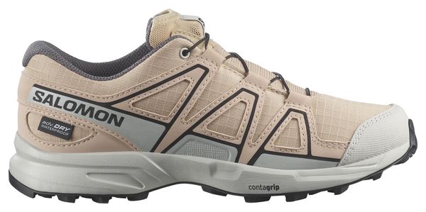 Salomon Speedcross Waterproof Trail Running Shoes, Beige/Gray, Kids'