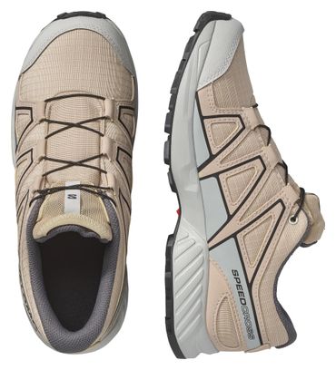 Salomon Speedcross Waterproof Trail Running Shoes, Beige/Gray, Kids'