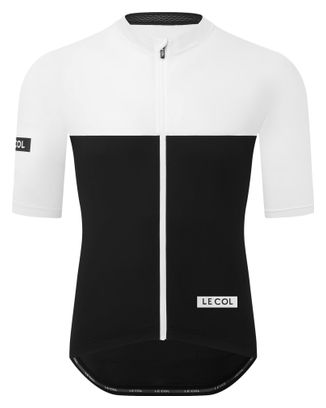 Maglia sportiva a maniche corte da uomo con colletto nero/bianco