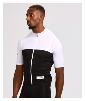 Maglia sportiva a maniche corte da uomo con colletto nero/bianco