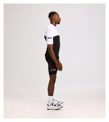 Maglia sportiva a maniche corte da uomo con colletto nero/bianco