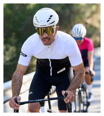 Maglia sportiva a maniche corte da uomo con colletto nero/bianco