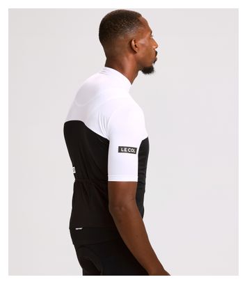 Maglia sportiva a maniche corte da uomo con colletto nero/bianco