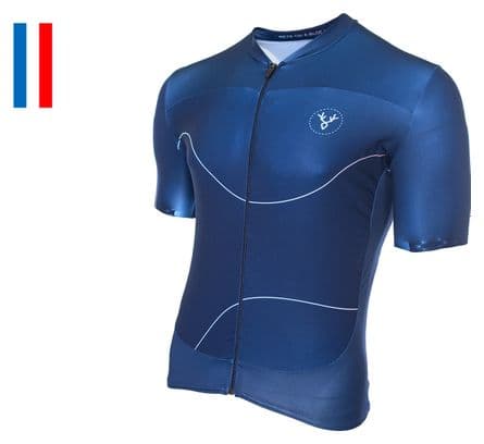 Maillot Manches Courtes LeBram Roselend Bleu Coupe Ajustée