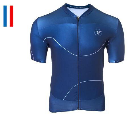 Maillot Manches Courtes LeBram Roselend Bleu Coupe Ajustée