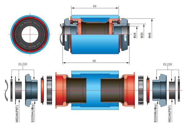 FSA BB30 naar MegaExo 24mm Staal crankstel verloopstuk