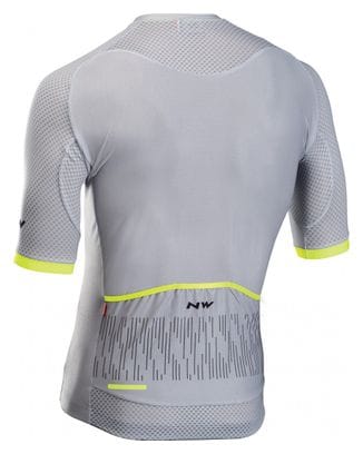 Maillot Manches Courtes Northwave Storm Air Jersey Gris / Jaune Fluo