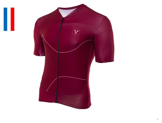 Maillot Manches Courtes LeBram Roselend Bordeaux Coupe Ajustée