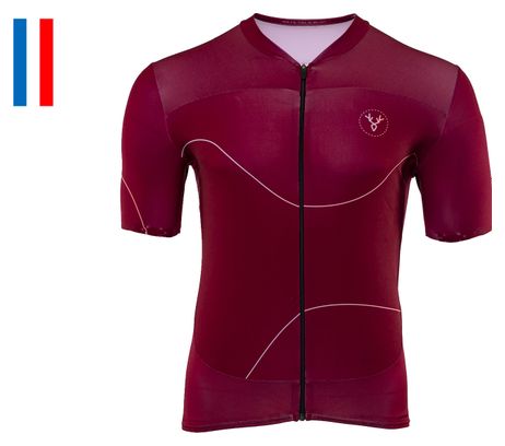 Maillot Manches Courtes LeBram Roselend Bordeaux Coupe Ajustée