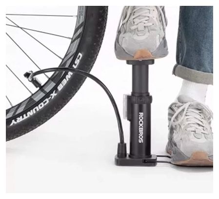 Pompe à vélo à pied Rockbros avec manomètre - noir