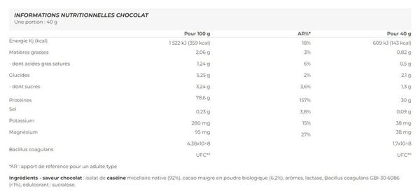 Native Micellar Casein Isolate 92% (1kg) - Nutrimuscle - Chocolat - Caséines