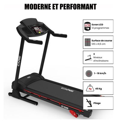 Tapis de course connecté - 16km/h - CARE - CT-5588-2 - KINOMAP