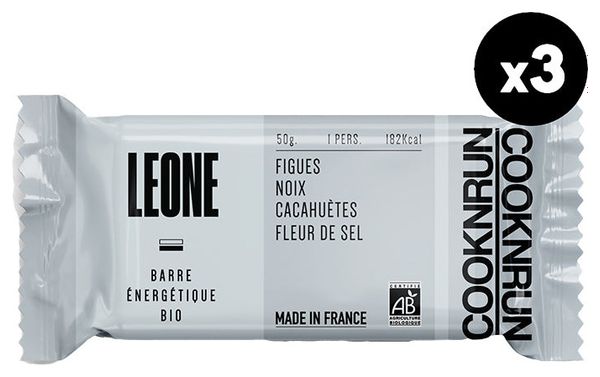 Barres énergétiques bio Léone | Figues  Noix  Cacahuètes et Fleur de Sel x3