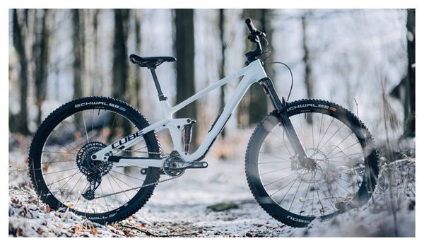 VTT Tout-Suspendu Cube Stereo One44 C:68X SLX Sram GX Eagle AXS 12V 29'' Blanc Bleu Frost 2024