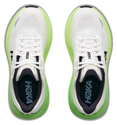 Chaussures Running Hoka Bondi 9 Large Blanc/Vert Femme