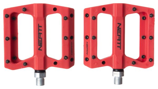 Neatt Composite Flat Pedals 8 Spikes Red