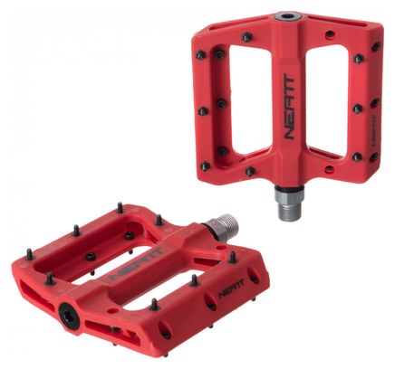 Neatt Composite Flat Pedals 8 Spikes Red