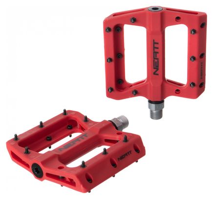 Pair of Flat Pedals Neatt Composite 8 Pins Red