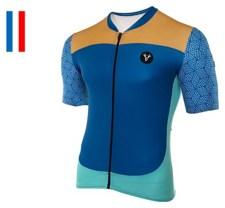 LeBram Aspin Maillot de Manga Corta Azul Ajustado