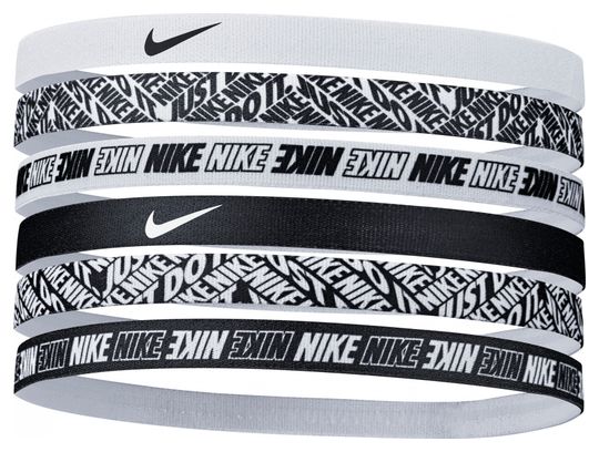 Nike Printed Mini Stirnband (x6) Schwarz Weiß Unisex