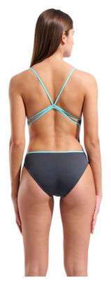 Arena Team Solid Gray/Blue Women's Lace-Back Swimsuit