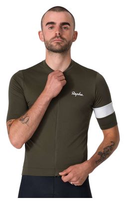 Maillot de manga corta Rapha Core verde oscuro/blanco para hombre
