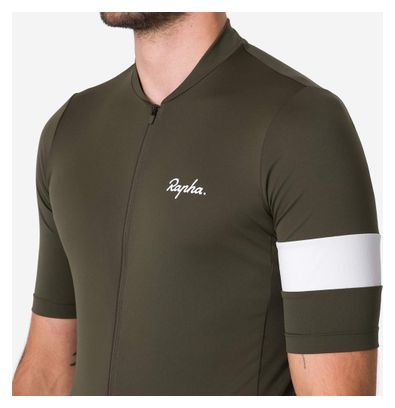 Maillot de manga corta Rapha Core verde oscuro/blanco para hombre