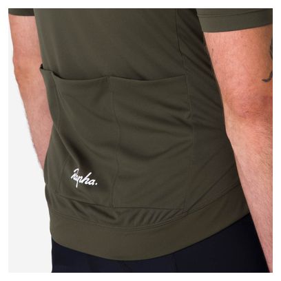 Maillot de manga corta Rapha Core verde oscuro/blanco para hombre