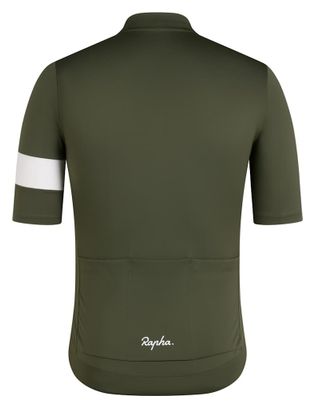 Maillot de manga corta Rapha Core verde oscuro/blanco para hombre