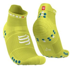 Pair of Compressport Pro Racing Socks v4.0 Run Low Yellow
