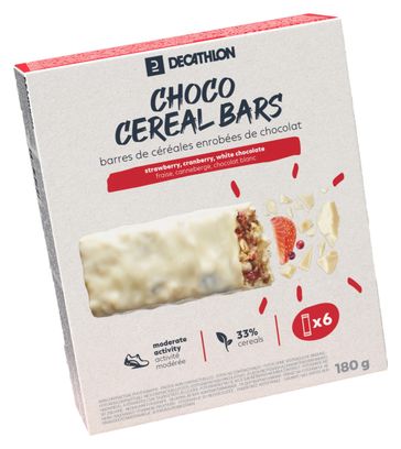 DECATHLON Nutrition Barritas de cereales de chocolate blanco y frutos rojos 6x30g