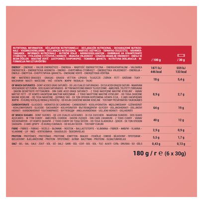 DECATHLON Nutrition Barritas de cereales de chocolate blanco y frutos rojos 6x30g