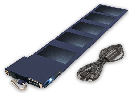 Chargeur Solaire Portable Sunslice Photon avec Batterie Externe Intégrée 4000 mAh Bleu
