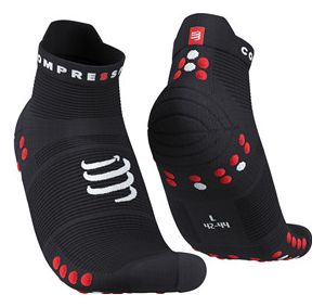 Paire de Chaussettes Compressport Pro Racing Socks v4.0 Run Low Noir / Rouge