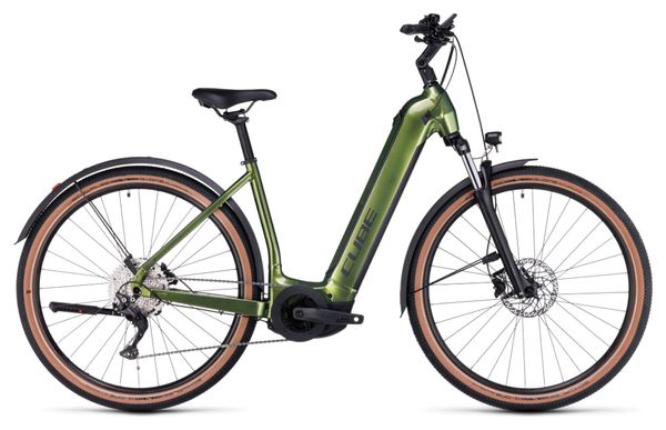 Cube Nuride Hybrid Pro 750 Allroad Easy Entry Elektro-Hybrid-Fahrrad Shimano Deore 10S 750 Wh 29'' Shinymoss Grün 2023