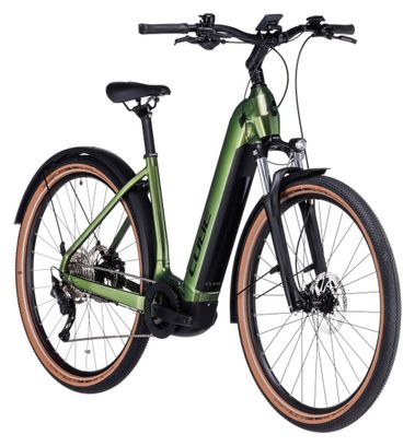 Cube Nuride Hybrid Pro 750 Allroad Easy Entry Elektrische Hybride Fiets Shimano Deore 10S 750 Wh 29'' Shinymoss Green 2023