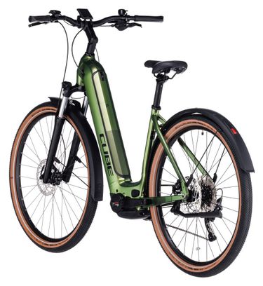 Cube Nuride Hybrid Pro 750 Allroad Easy Entry Elektrische Hybride Fiets Shimano Deore 10S 750 Wh 29'' Shinymoss Green 2023