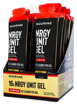 Pack 16 gels Ndurnanz  caféine Mangue