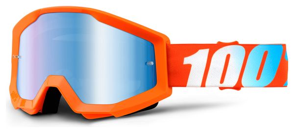 100% Goggle STRATA Orange Iridium Blau Lense