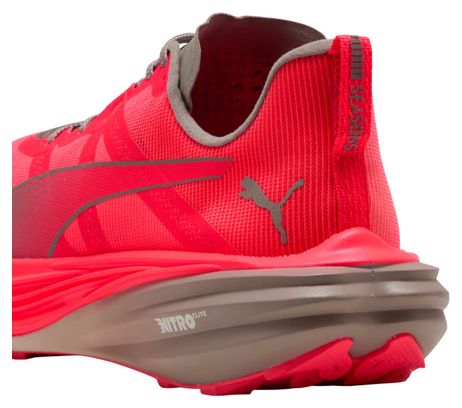 Puma Deviate Nitro Elite Trail Running Shoes, Red/Brown, Men's