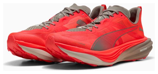 Puma Deviate Nitro Elite Trail Running Shoes, Red/Brown, Men's