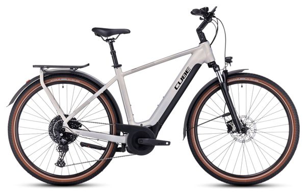 VTC Électrique Cube Touring Hybrid Pro 500 Shimano Deore 11V 500 Wh 700 mm Argent Pearly 2023
