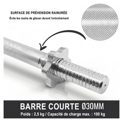 Barre courte 35 cm avec étoiles de serrage - ⌀ 30 mm - x1