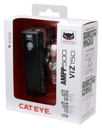 Cateye AMPP500 & ViZ150 Light Set Black